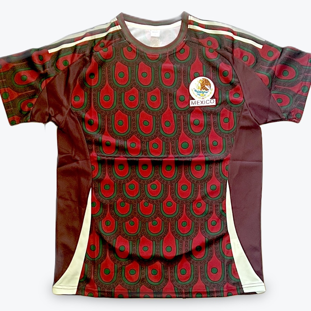 Mexico Soccer Jersey with Red and Green Pattern